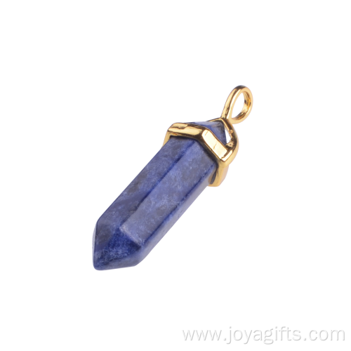 Wholesale Jewelry Gold Plated Bullet Shape Men Natural Stones Pendant Necklace